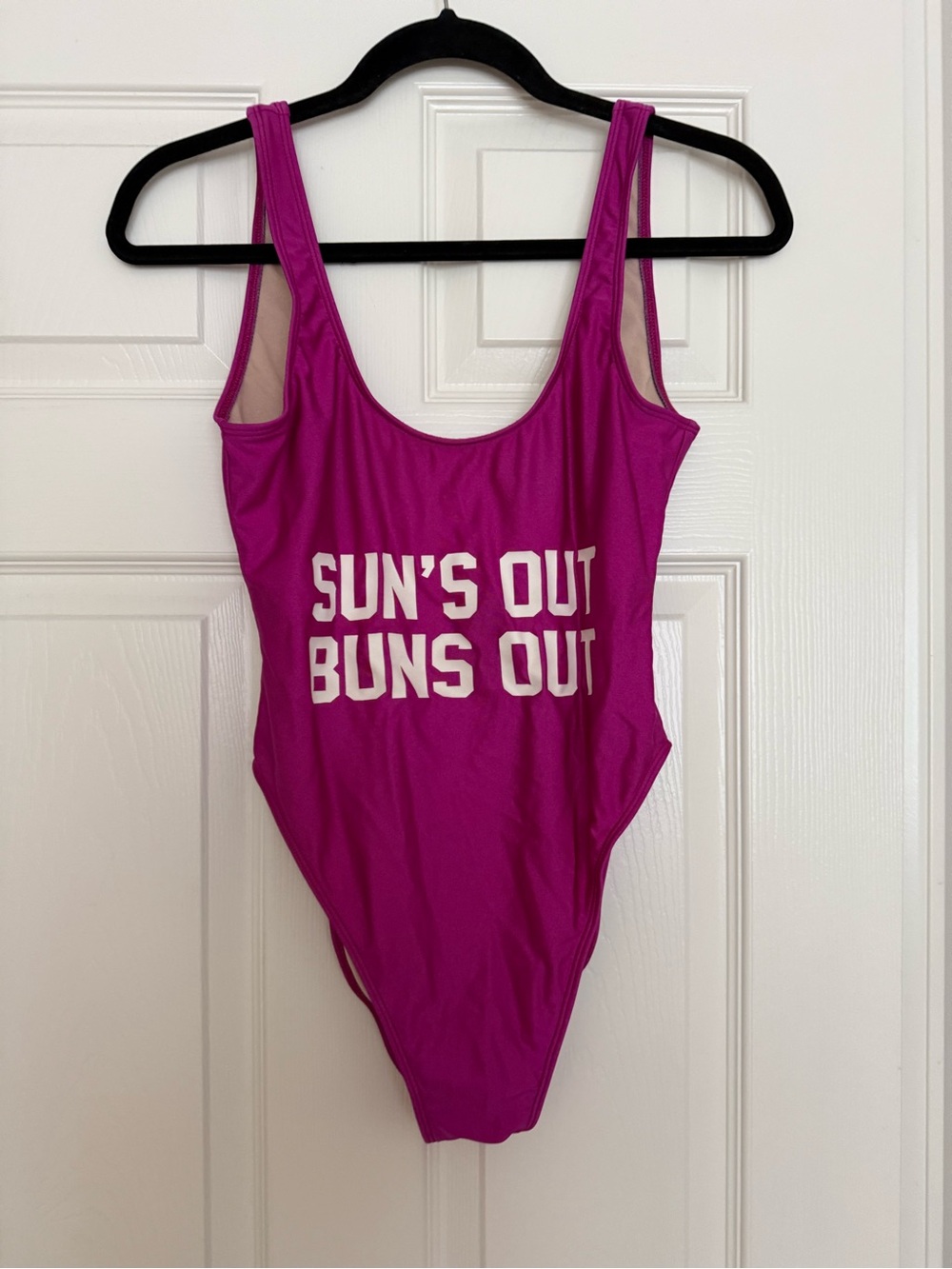 One-Piece Swimsuit - Magenta "Sun's Out Buns Out"